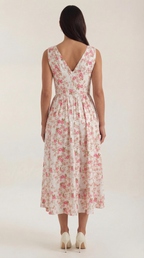 Midikleid Damen mit Korsett-Oberteil und tiefem V-Ausschnitt – Séraphine