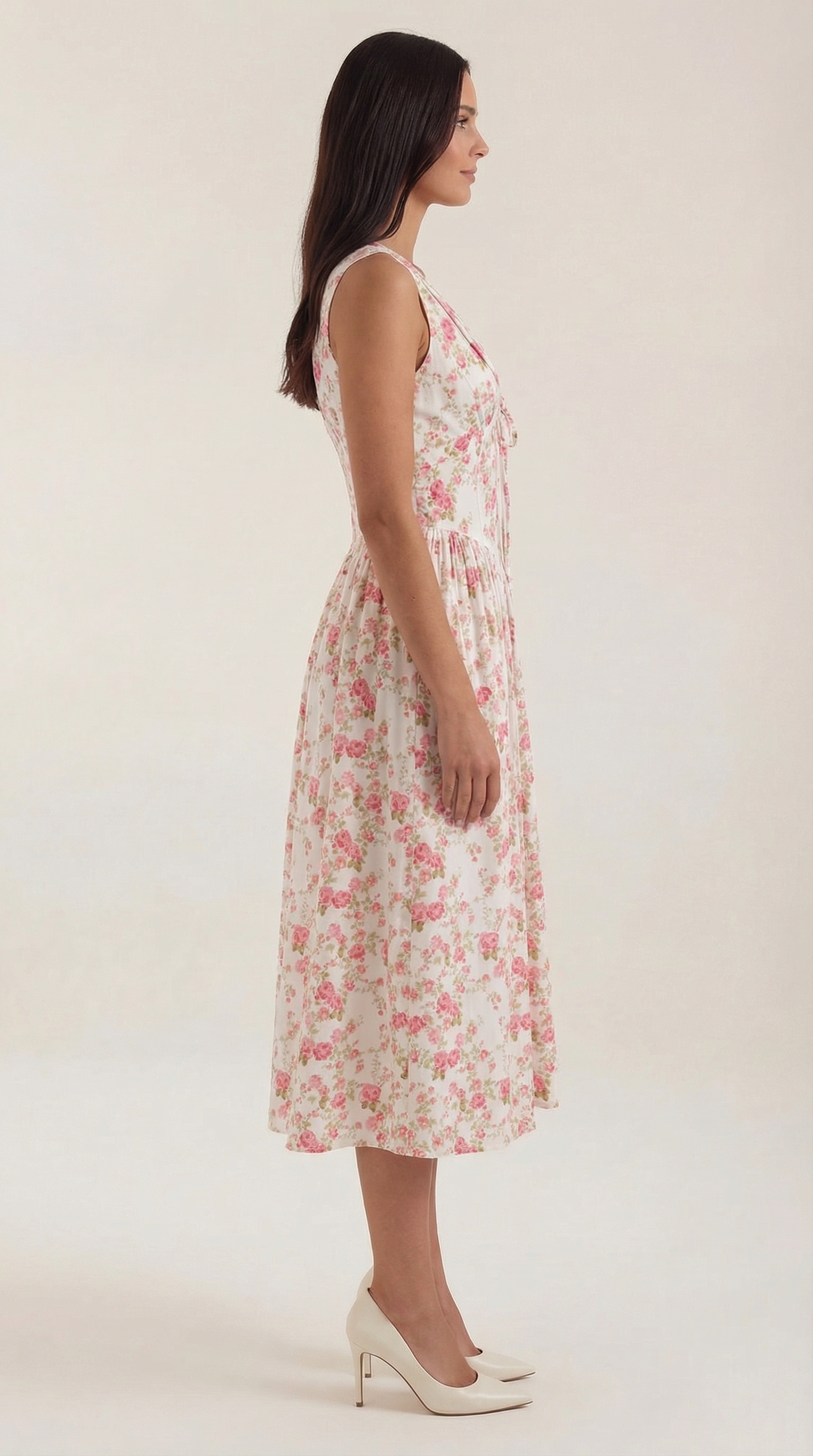 Midikleid Damen mit Korsett-Oberteil und tiefem V-Ausschnitt – Séraphine