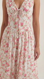 Midikleid Damen mit Korsett-Oberteil und tiefem V-Ausschnitt – Séraphine