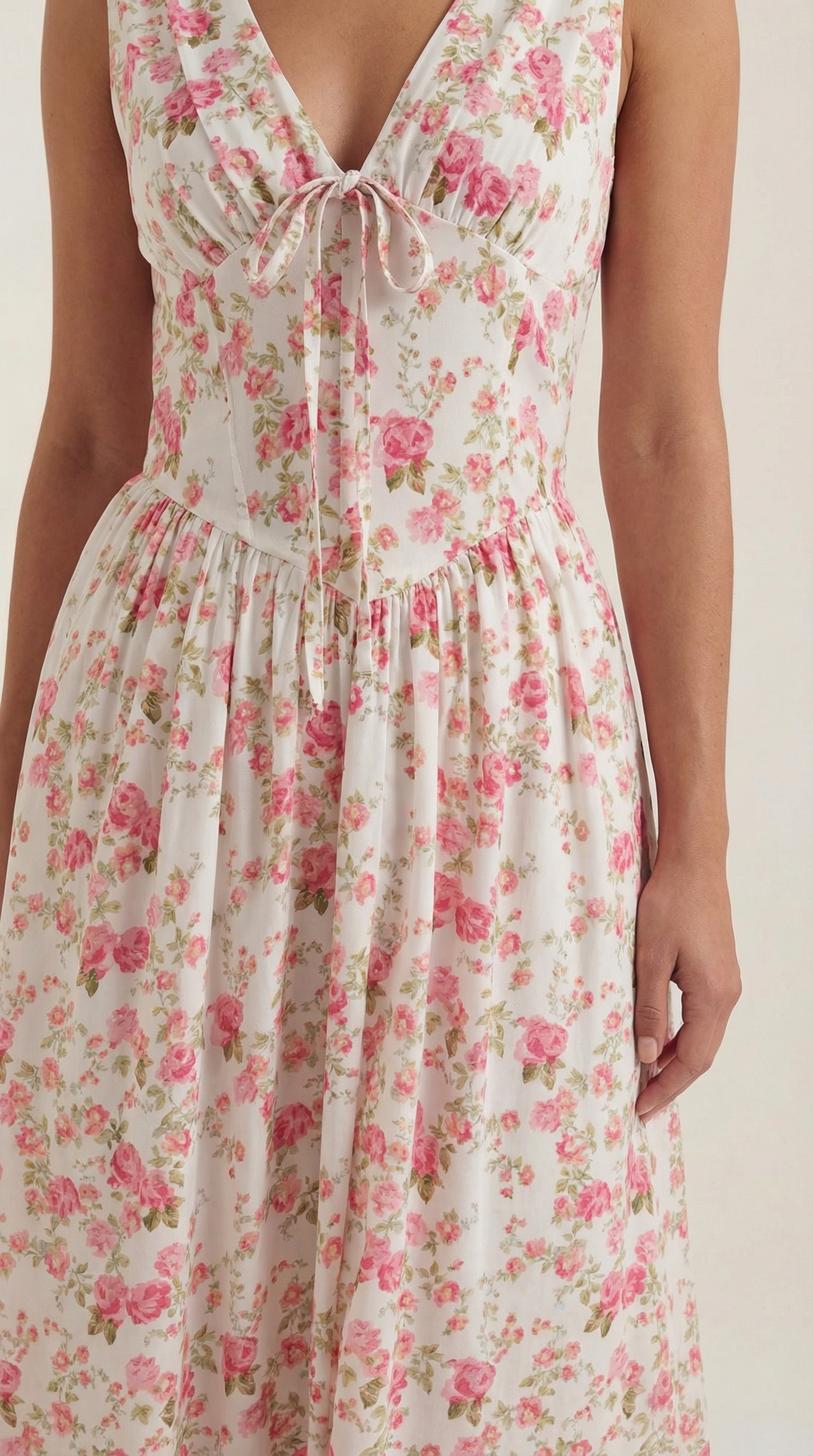 Midikleid Damen mit Korsett-Oberteil und tiefem V-Ausschnitt – Séraphine