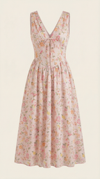 Midikleid Damen mit Korsett-Oberteil und tiefem V-Ausschnitt – Séraphine