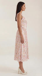 Midikleid Damen mit Korsett-Oberteil und tiefem V-Ausschnitt – Séraphine