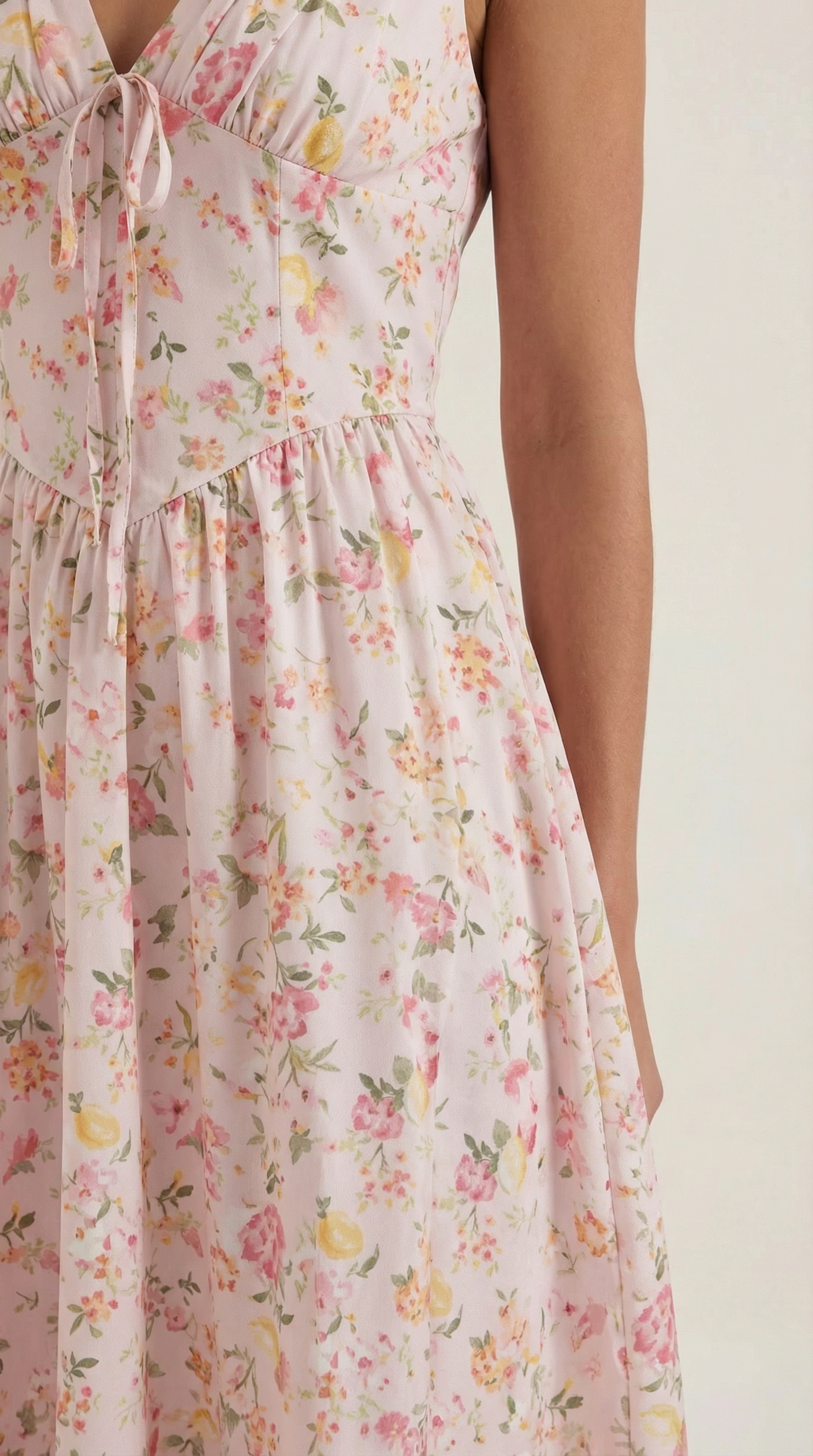 Midikleid Damen mit Korsett-Oberteil und tiefem V-Ausschnitt – Séraphine