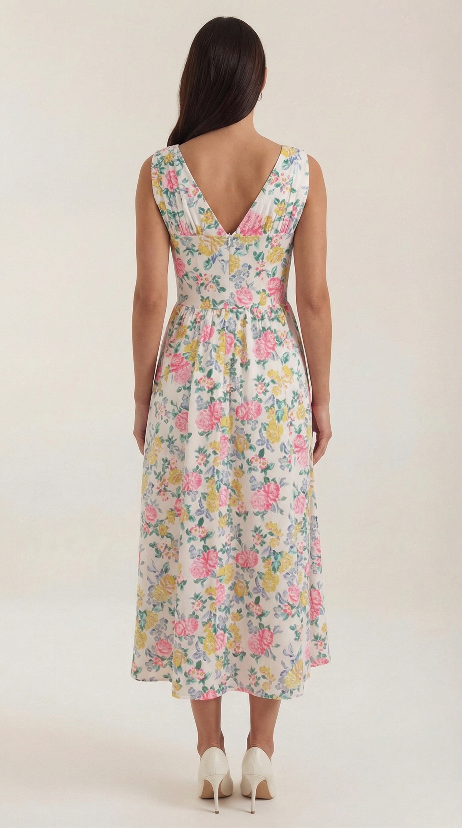 Midikleid Damen mit Korsett-Oberteil und tiefem V-Ausschnitt – Séraphine