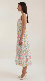 Midikleid Damen mit Korsett-Oberteil und tiefem V-Ausschnitt – Séraphine