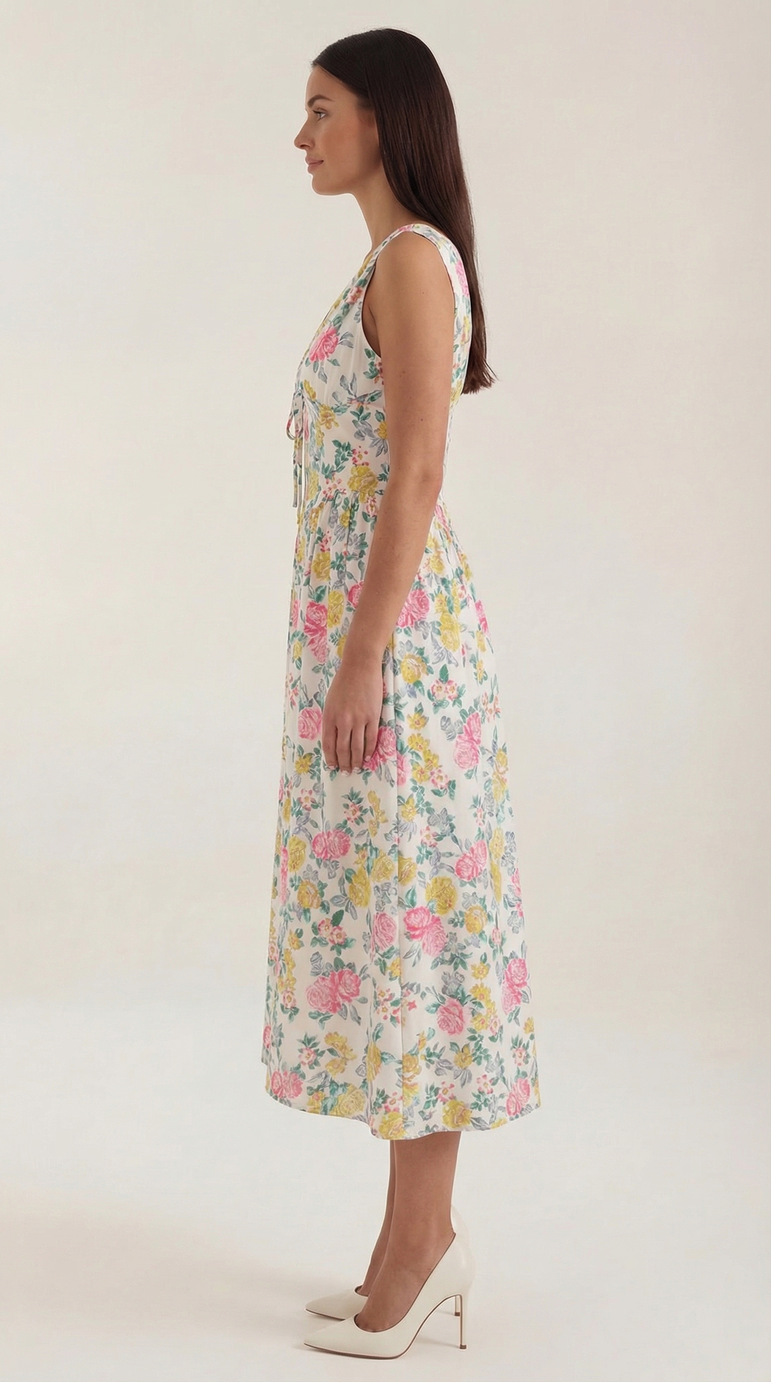 Midikleid Damen mit Korsett-Oberteil und tiefem V-Ausschnitt – Séraphine