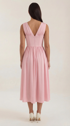 Midikleid Damen mit Korsett-Oberteil und tiefem V-Ausschnitt – Séraphine