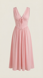 Midikleid Damen mit Korsett-Oberteil und tiefem V-Ausschnitt – Séraphine