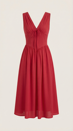 Midikleid Damen mit Korsett-Oberteil und tiefem V-Ausschnitt – Séraphine