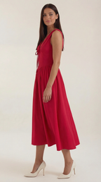 Midikleid Damen mit Korsett-Oberteil und tiefem V-Ausschnitt – Séraphine