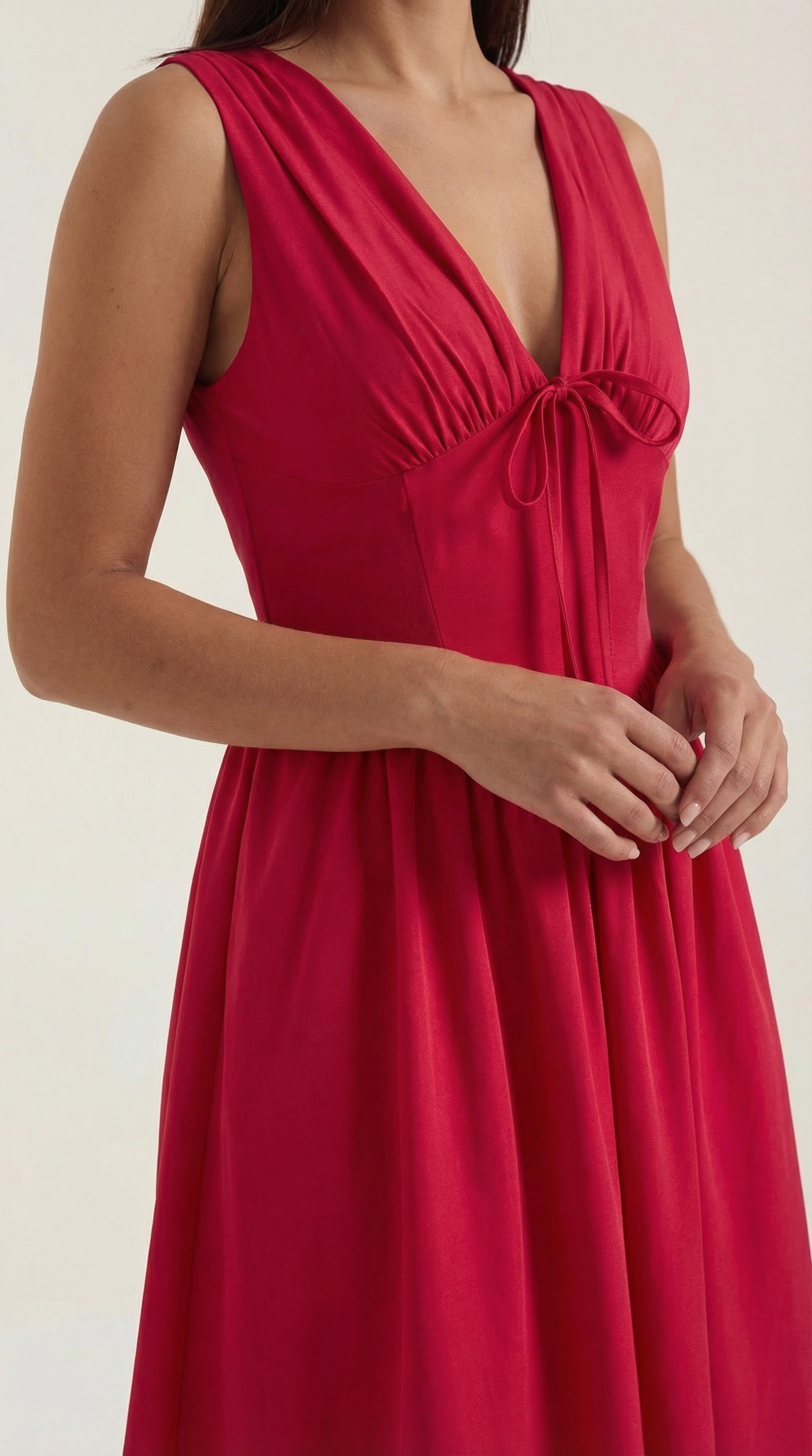 Midikleid Damen mit Korsett-Oberteil und tiefem V-Ausschnitt – Séraphine