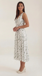 Midikleid Damen mit Korsett-Oberteil und tiefem V-Ausschnitt – Séraphine