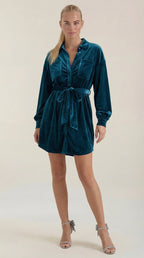 Minikleid Damen im Blusenkleid-Stil mit Gürtel und Hemdsaum – Lauriane