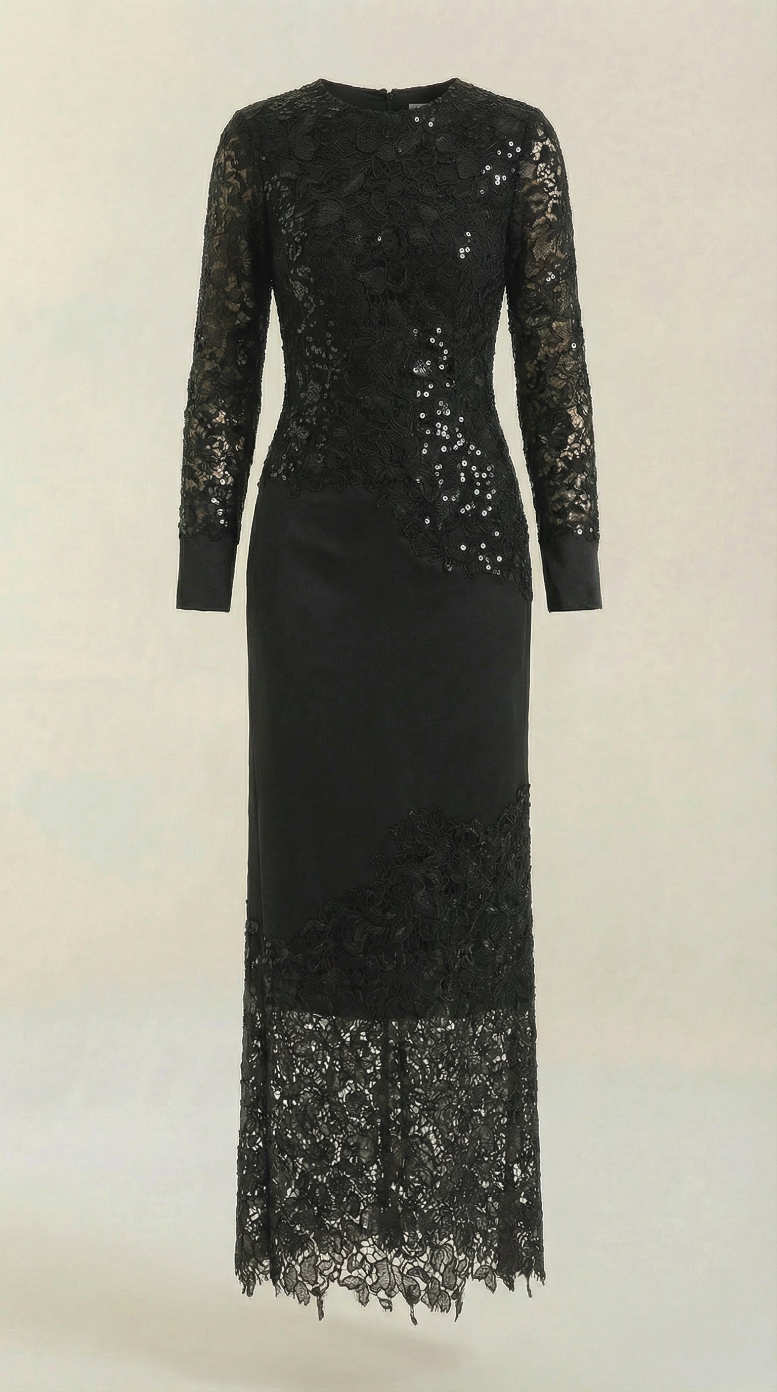 Maxikleid Damen mit Pailletten-Besatz und Spitzenrock – Blandine