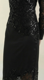 Maxikleid Damen mit Pailletten-Besatz und Spitzenrock – Blandine