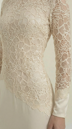 Maxikleid Damen mit Pailletten-Besatz und Spitzenrock – Blandine