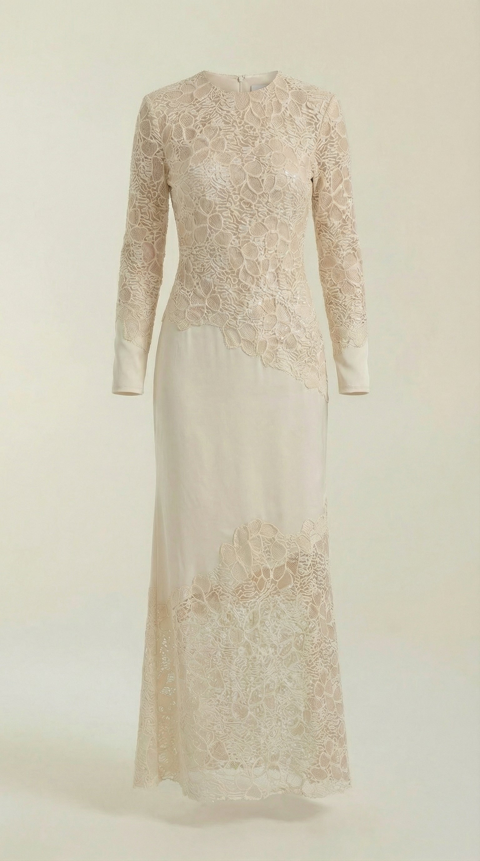 Maxikleid Damen mit Pailletten-Besatz und Spitzenrock – Blandine