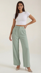 Stoffhose Damen mit High Waist und Wide-Leg-Schnitt – Ottavia