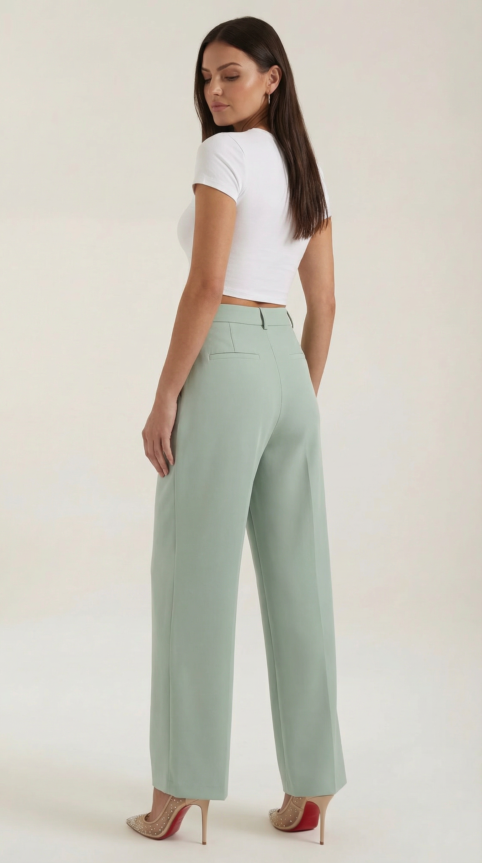 Stoffhose Damen mit High Waist und Wide-Leg-Schnitt – Ottavia