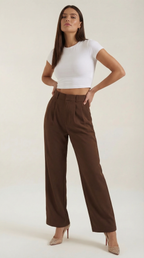 Stoffhose Damen mit High Waist und Wide-Leg-Schnitt – Ottavia