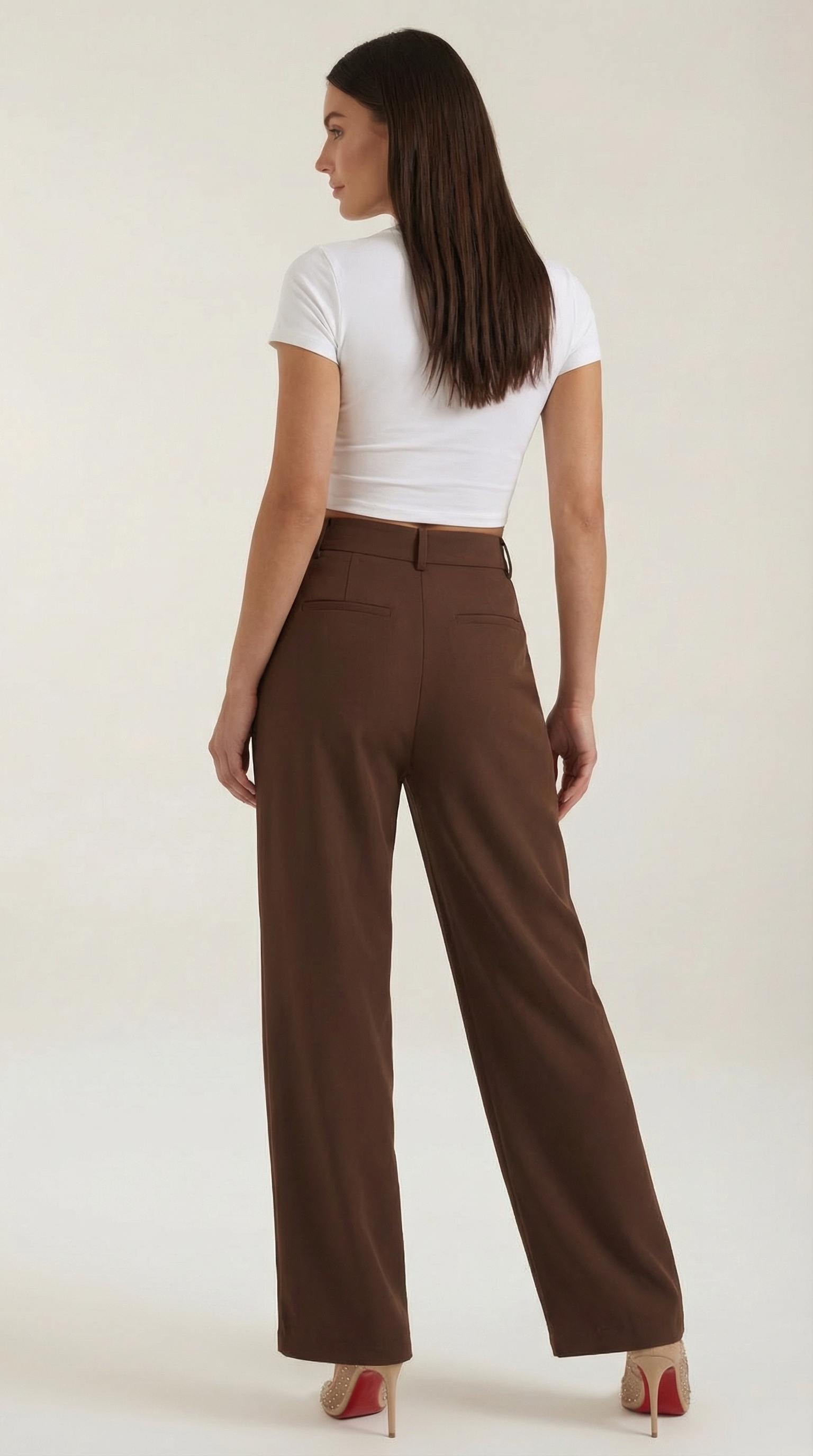 Stoffhose Damen mit High Waist und Wide-Leg-Schnitt – Ottavia