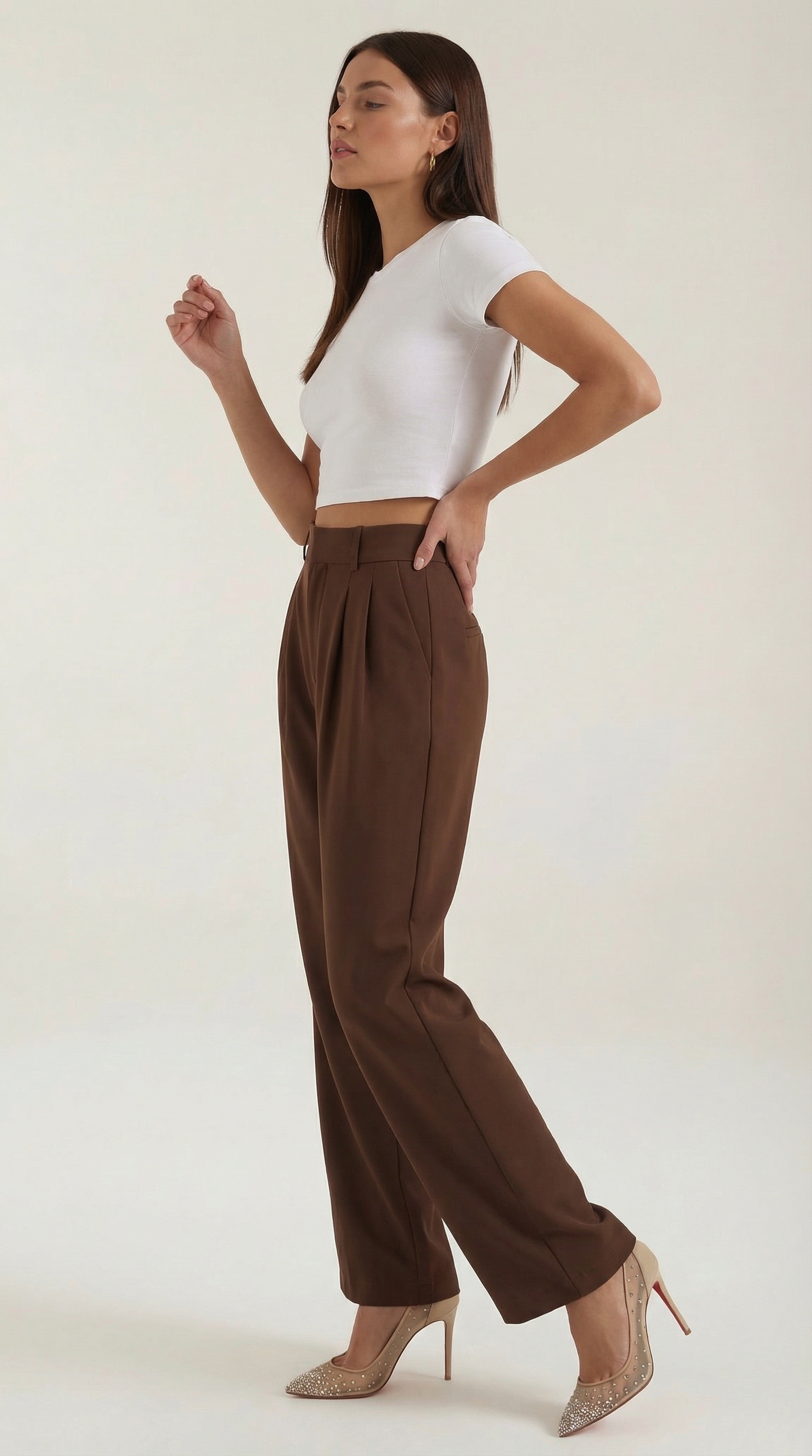 Stoffhose Damen mit High Waist und Wide-Leg-Schnitt – Ottavia