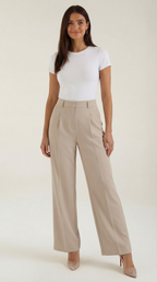 Stoffhose Damen mit High Waist und Wide-Leg-Schnitt – Ottavia