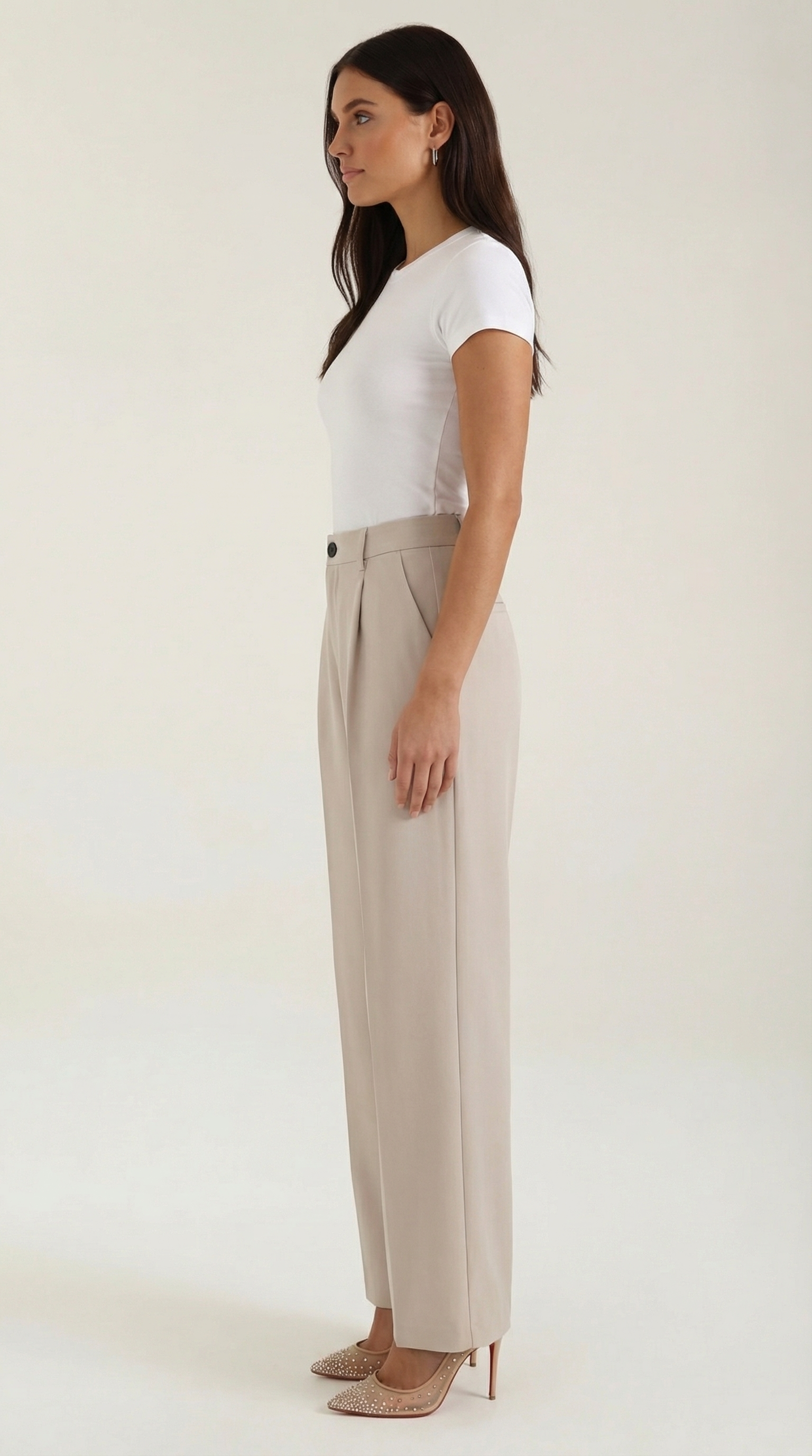 Stoffhose Damen mit High Waist und Wide-Leg-Schnitt – Ottavia