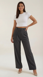 Stoffhose Damen mit High Waist und Wide-Leg-Schnitt – Ottavia