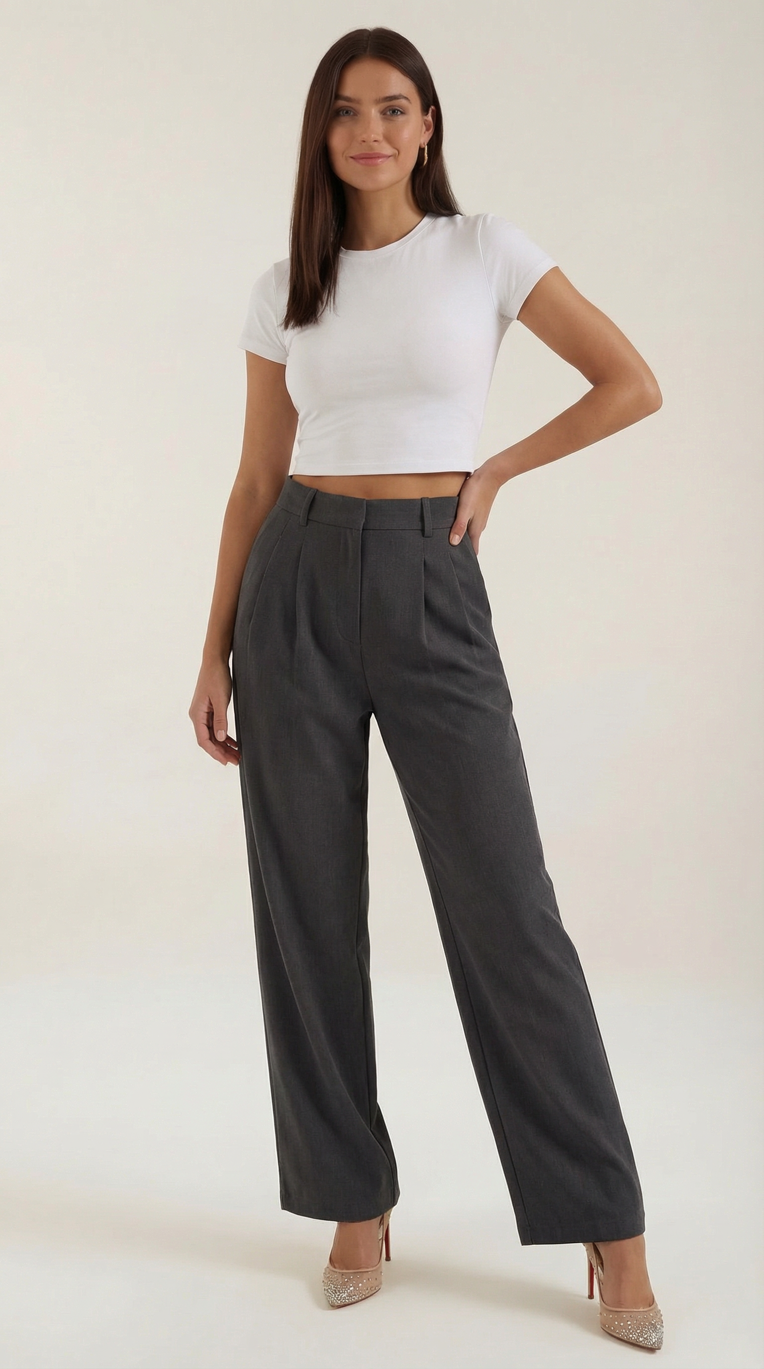 Stoffhose Damen mit High Waist und Wide-Leg-Schnitt – Ottavia