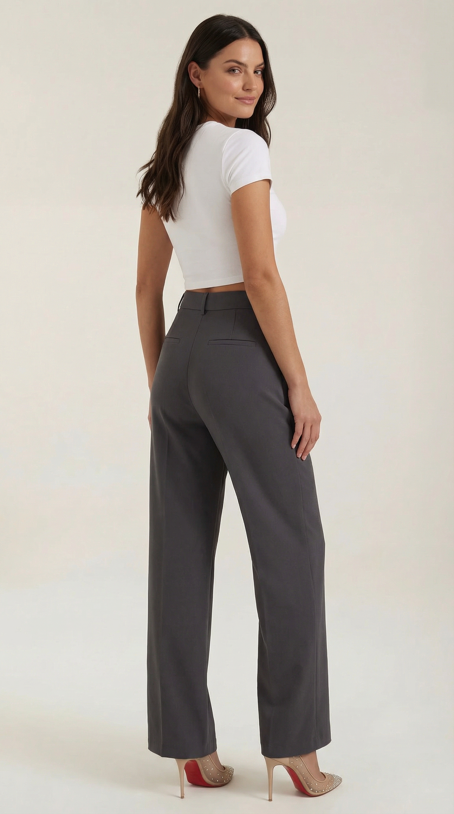 Stoffhose Damen mit High Waist und Wide-Leg-Schnitt – Ottavia
