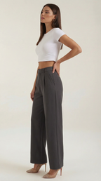 Stoffhose Damen mit High Waist und Wide-Leg-Schnitt – Ottavia