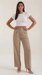 Stoffhose Damen mit High Waist und Wide-Leg-Schnitt – Ottavia