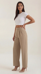 Stoffhose Damen mit High Waist und Wide-Leg-Schnitt – Ottavia