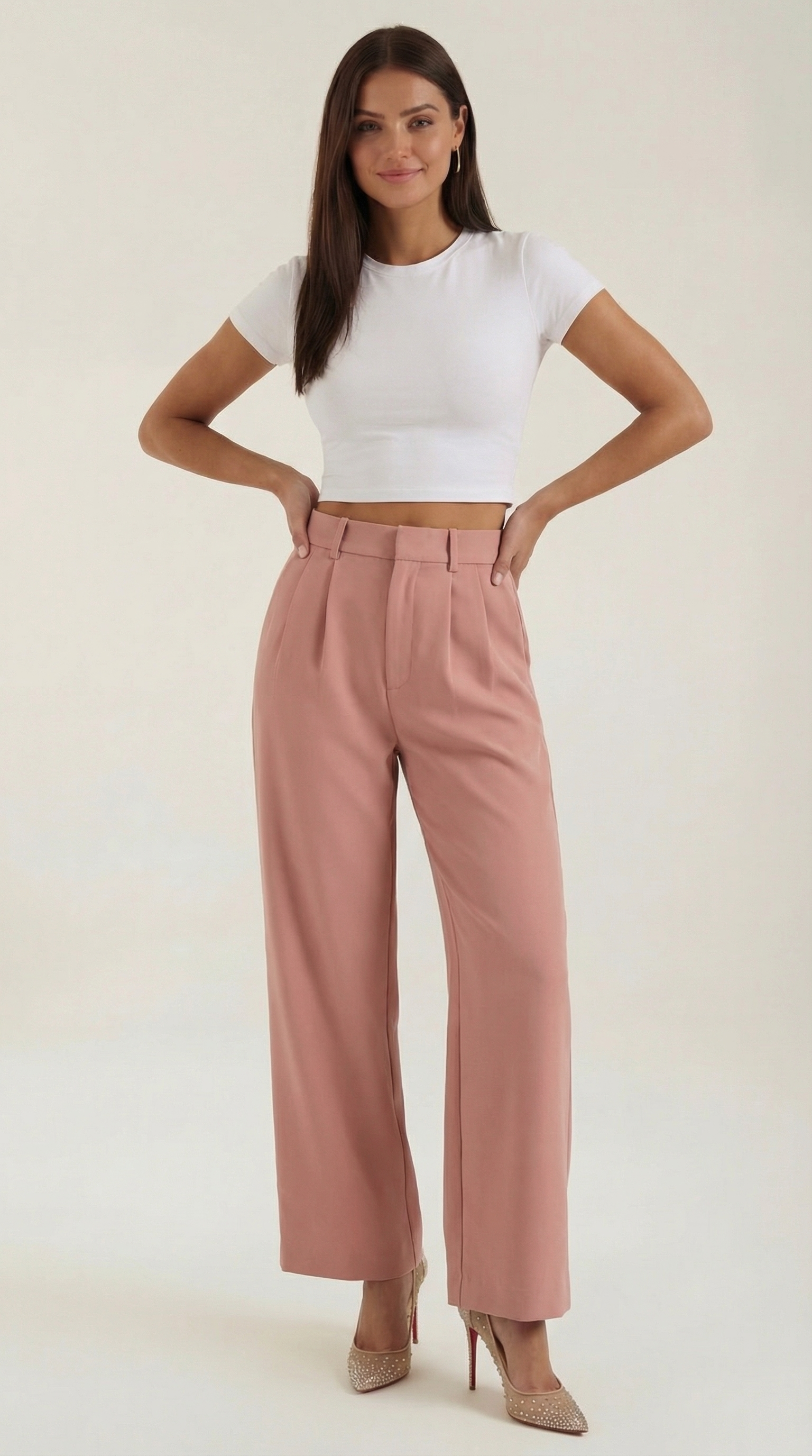 Stoffhose Damen mit High Waist und Wide-Leg-Schnitt – Ottavia
