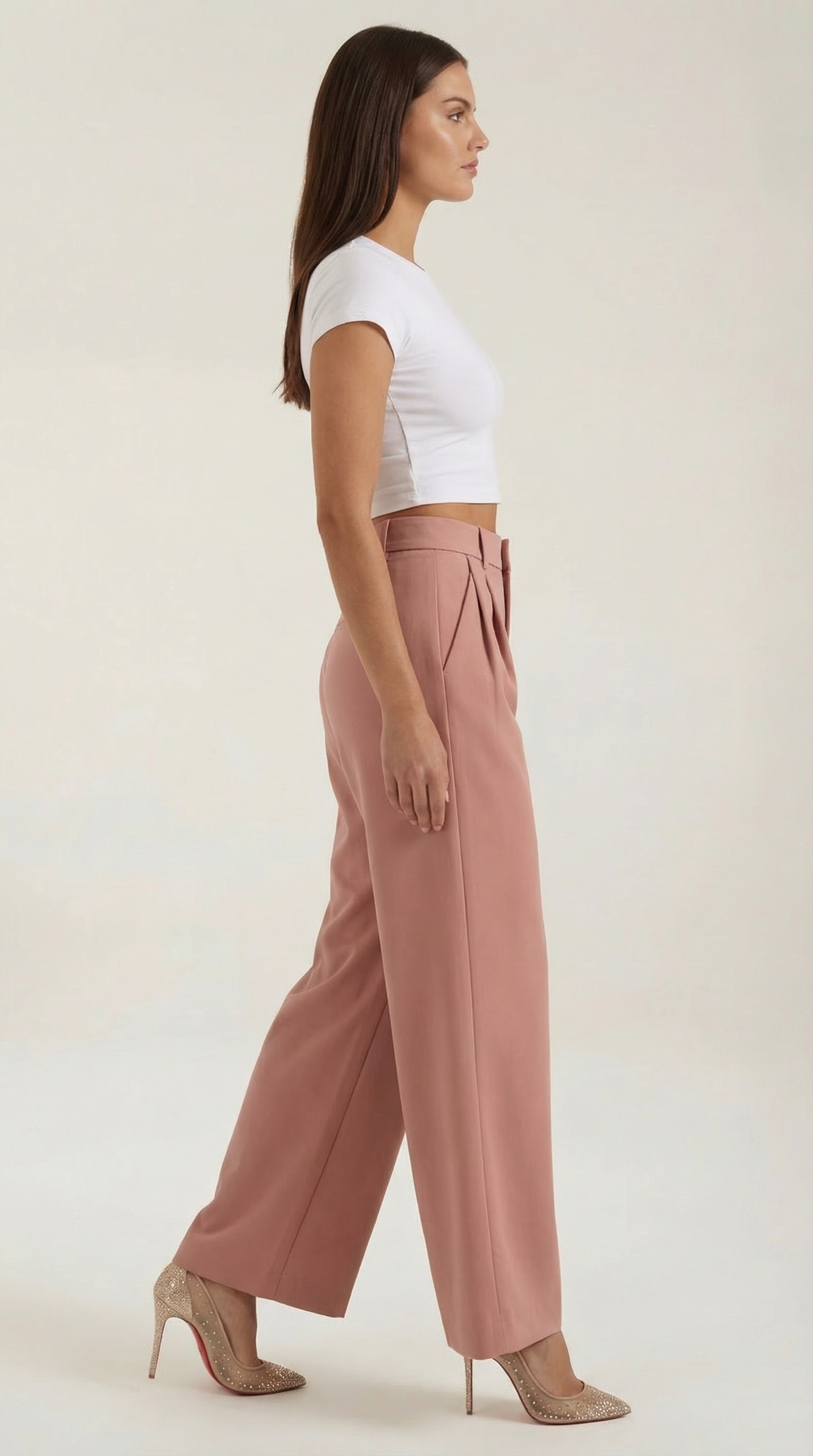 Stoffhose Damen mit High Waist und Wide-Leg-Schnitt – Ottavia