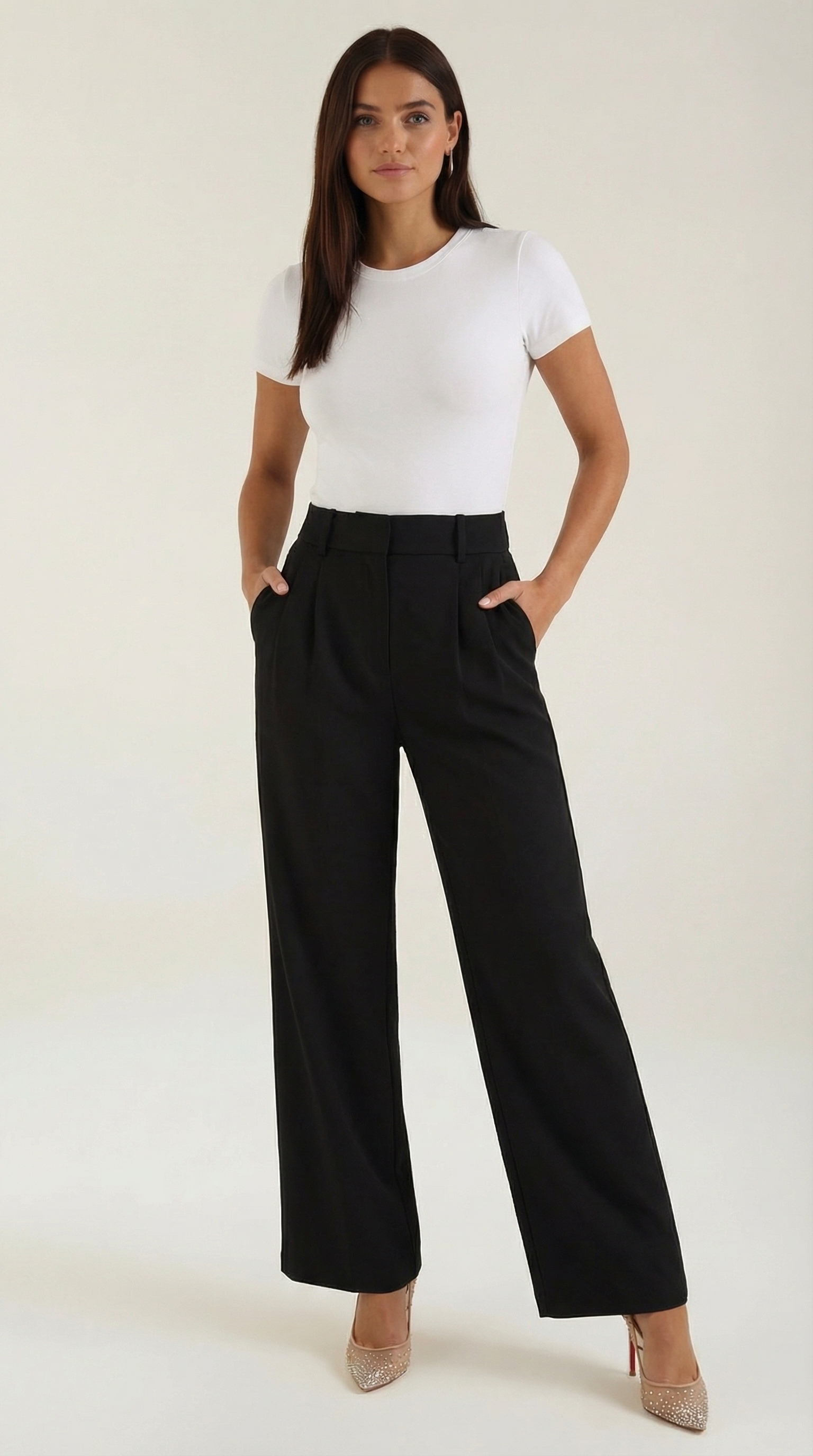 Stoffhose Damen mit High Waist und Wide-Leg-Schnitt – Ottavia