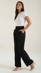 Stoffhose Damen mit High Waist und Wide-Leg-Schnitt – Ottavia