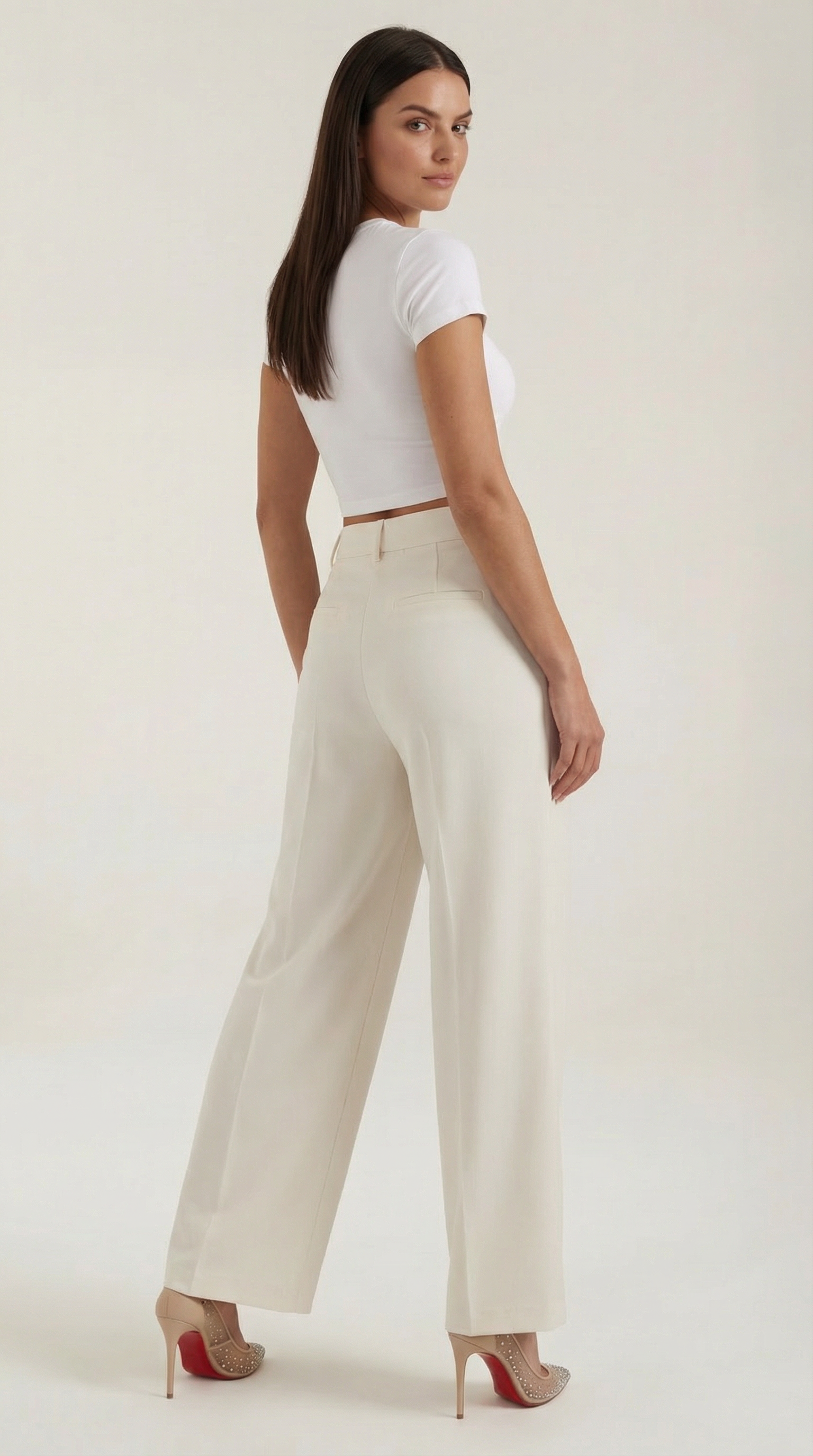 Stoffhose Damen mit High Waist und Wide-Leg-Schnitt – Ottavia