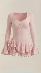 Minikleid Damen mit tiefem V-Ausschnitt und Rüschendetails – Oriane