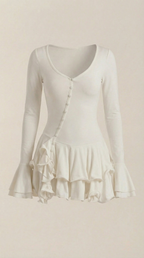 Minikleid Damen mit tiefem V-Ausschnitt und Rüschendetails – Oriane