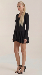 Minikleid Damen mit tiefem V-Ausschnitt und Rüschendetails – Oriane