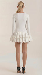 Minikleid Damen mit tiefem V-Ausschnitt und Rüschendetails – Oriane