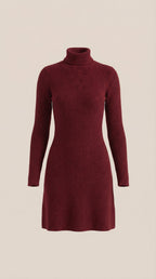 Minikleid Damen mit Rollkragen und gerippter Strick-Qualität – Amandine