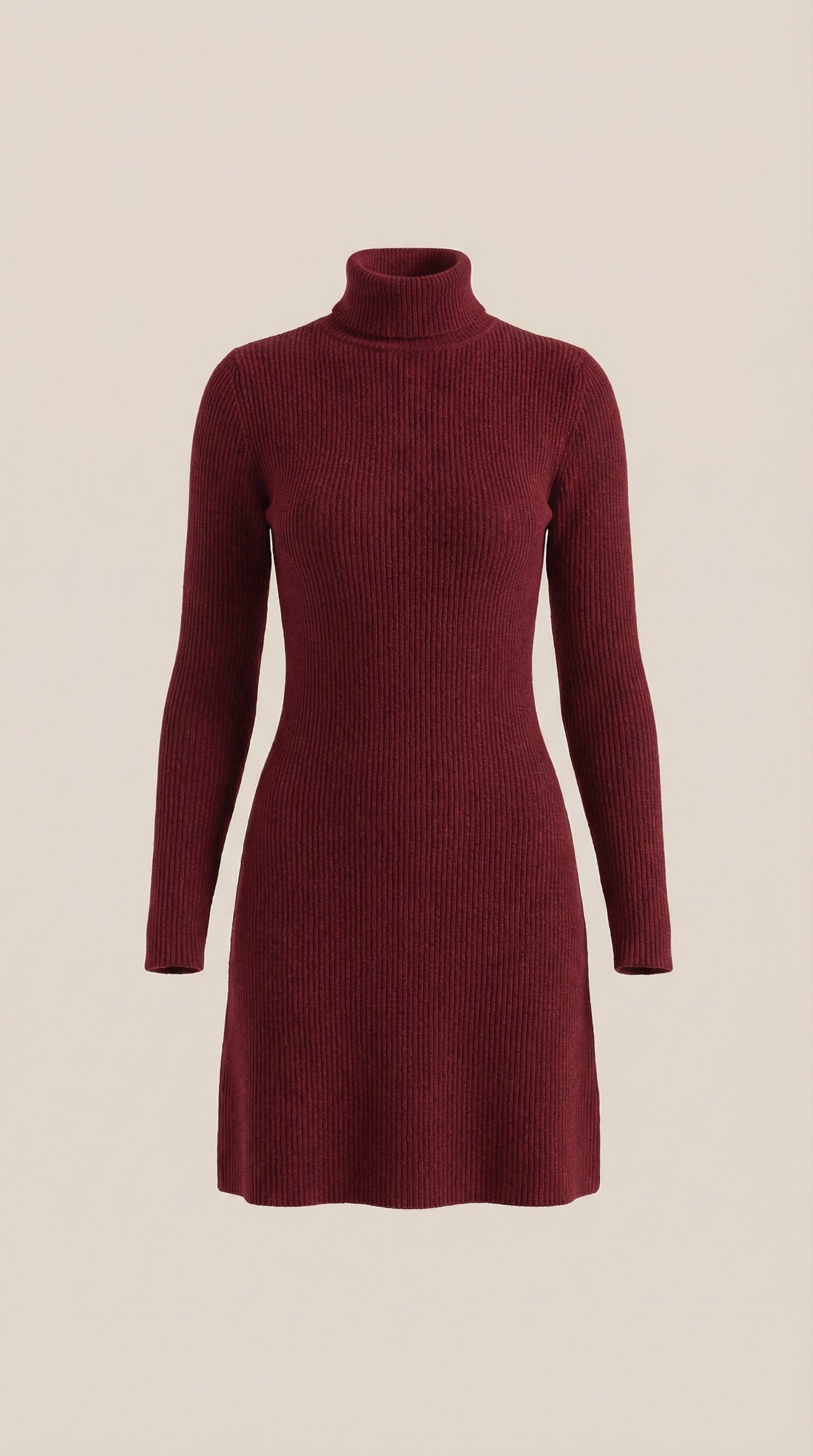 Minikleid Damen mit Rollkragen und gerippter Strick-Qualität – Amandine