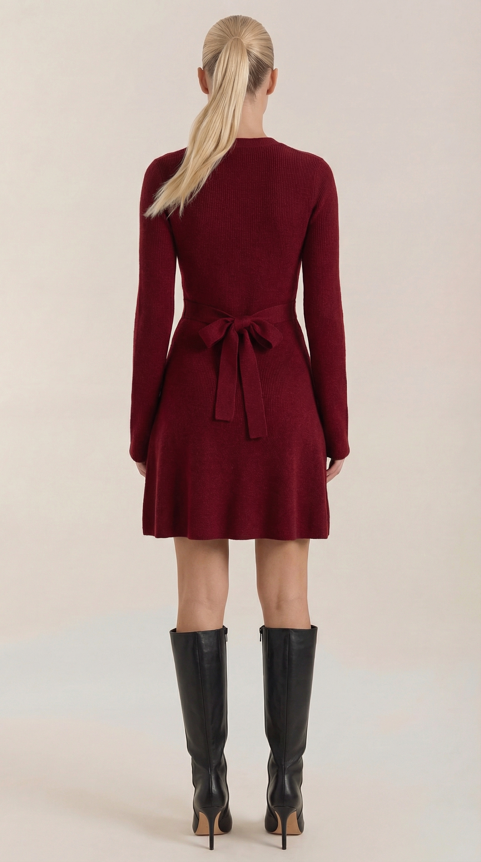 Minikleid Damen mit Rollkragen und gerippter Strick-Qualität – Amandine