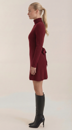 Minikleid Damen mit Rollkragen und gerippter Strick-Qualität – Amandine