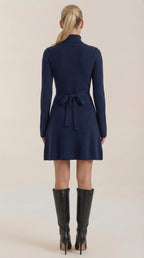 Minikleid Damen mit Rollkragen und gerippter Strick-Qualität – Amandine