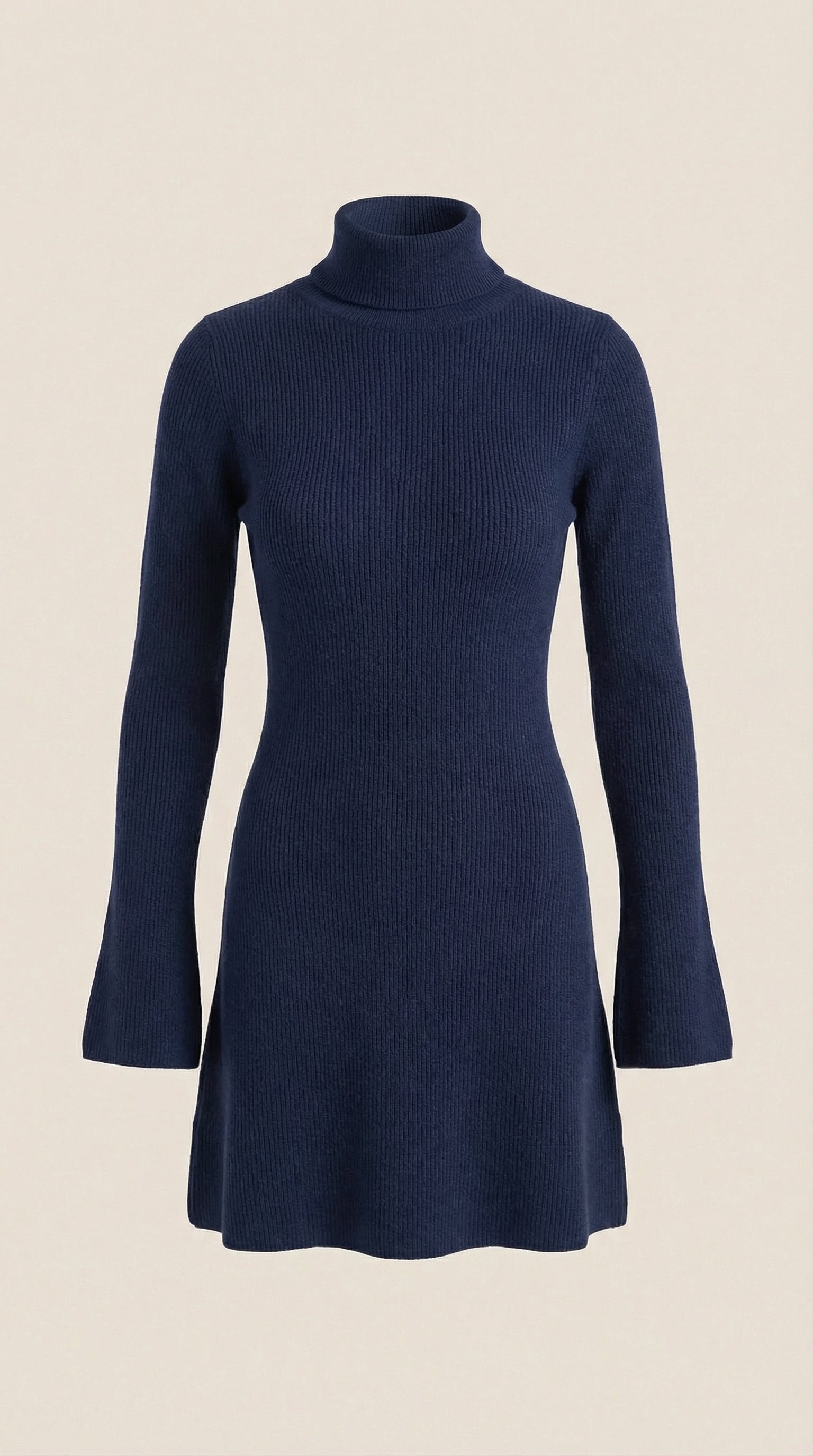 Minikleid Damen mit Rollkragen und gerippter Strick-Qualität – Amandine