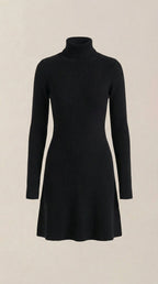 Minikleid Damen mit Rollkragen und gerippter Strick-Qualität – Amandine